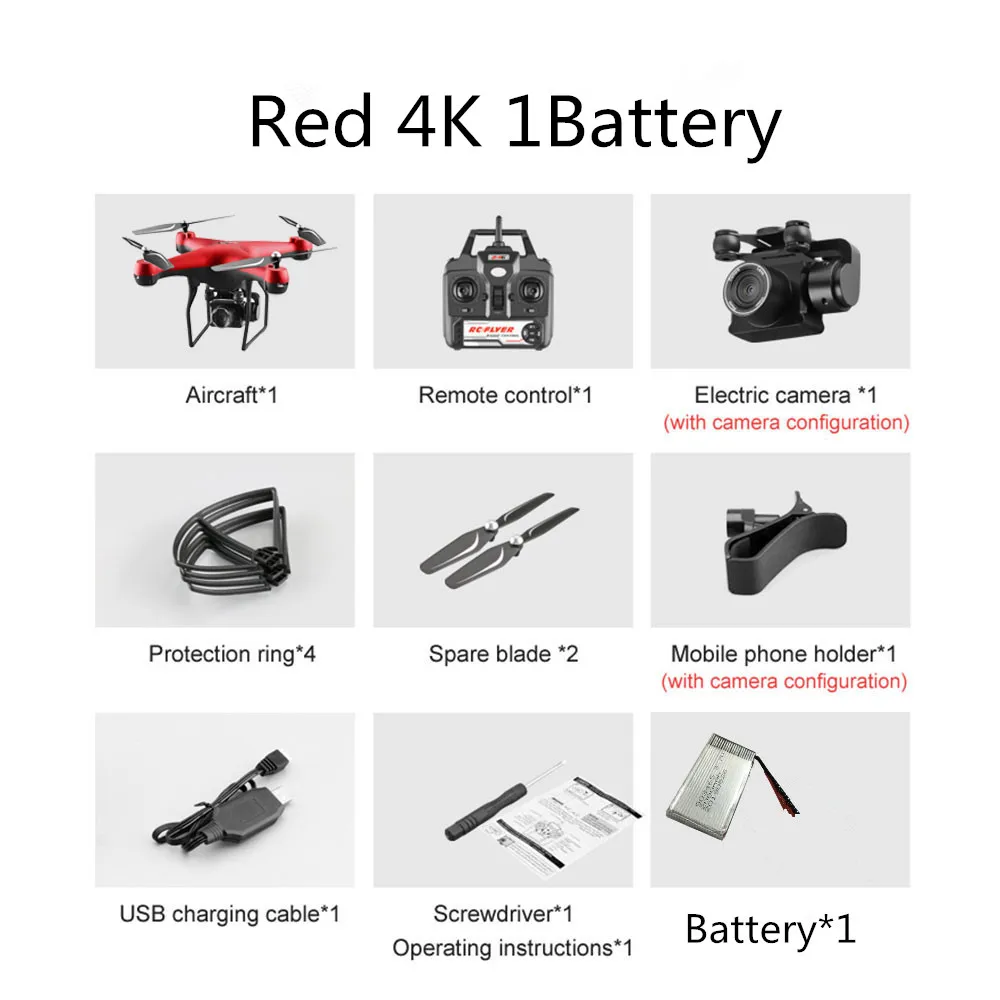 red 4K 1B RC Квадрокоптер S32T Дрон 4K HD ESC широкоугольная камера Wi-Fi FPV высота холдинг селфи дроны Профессиональный 25 мин Время полета - Цвет: red 4K 1B