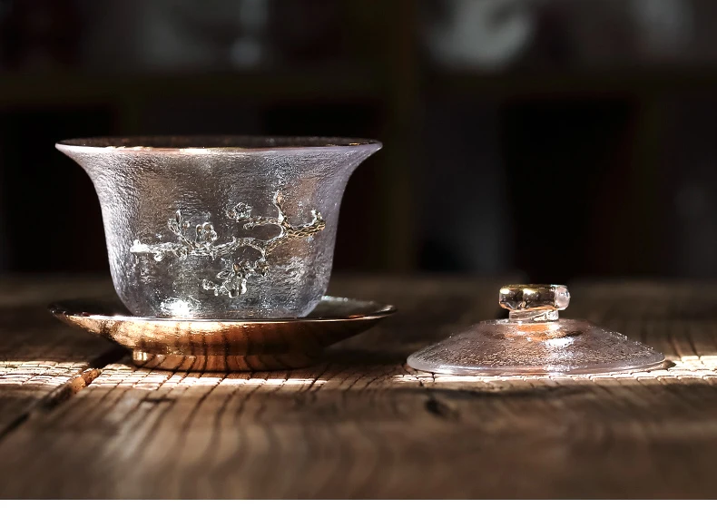 Gaiwan Стекло 150 мл чай соусница для тарелки набор крышек серебряные пиалы для чая чайный набор кунг-фу Мастер чашка чайная посуда для напитков контейнер ремесла Декор