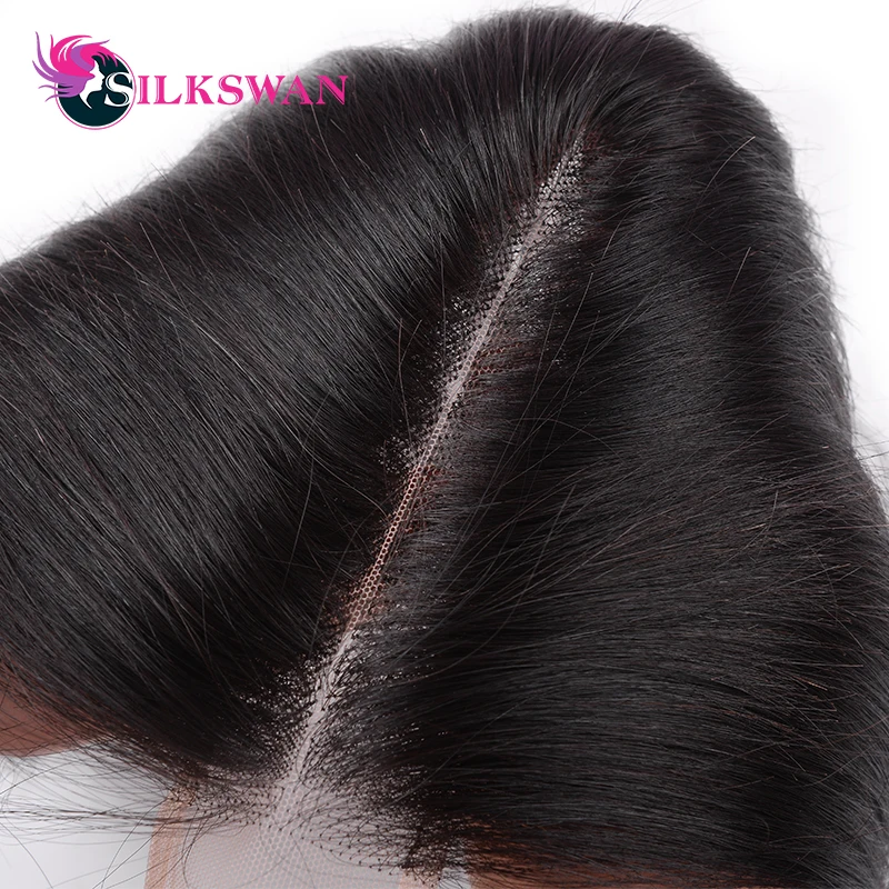 Ким K 2x6 Кружева Закрытие Silkswan волосы перуанские Волосы remy пряди с закрытием волосы пряди для черный Для женщин глубокий средняя часть