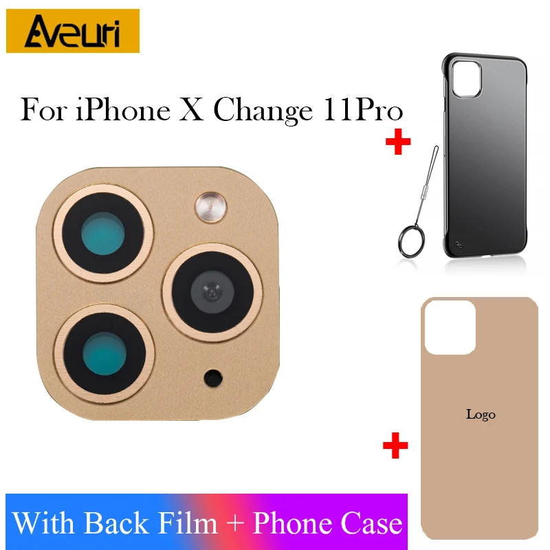 Gold Роскошная наклейка, объектив камеры, сменная секундная стрелка для iPhone X XS MAX, Защитное стекло для iPhone 11 Pro Max, наклейка, поддельная камера - Цвет: Gold