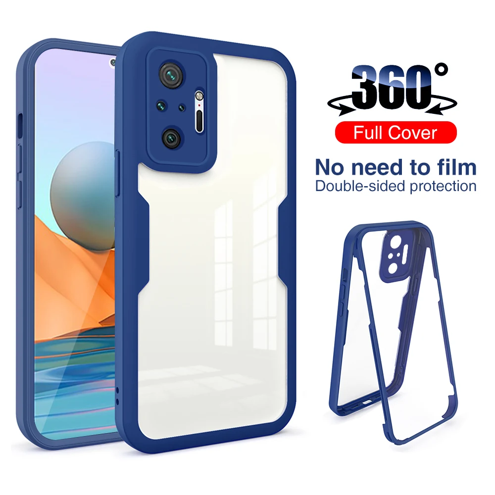 Чехол-книжка для Xiaomi Redmi Note 10 Pro Max 10pro 10S Note10 360 с защитой камеры прозрачный 5G |