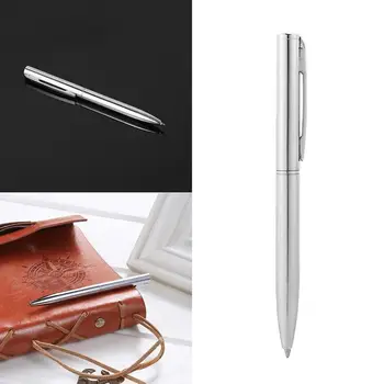 

10PCS New Item Light silver Ball-point Pen Stainless Steel Rod Rotating Metal Ball-point Pen Stationery Ballpoint Pen