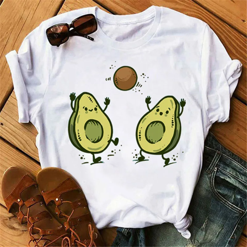 Women's Cute Avocado Print Casual Tee-4