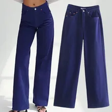 

Withered 2022 New Retro Mom Jeans Woman England Fashion Purple High Waist Jeans Wide Leg Jeans For Women Loose Denim Pants Women