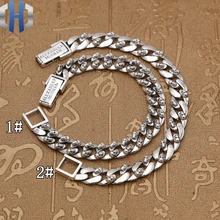 925 пробы серебряные ювелирные изделия Ретро тайский серебряный череп браслет личность мужчины и женщины пара простая цепь