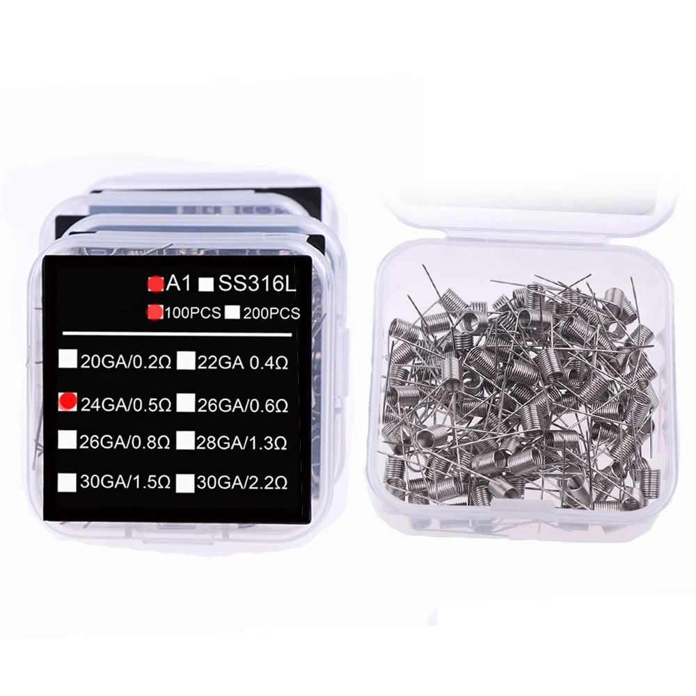 

100 pcs electronic cigarette rda atomizer wick wire coil premade coil A1 resistance heating wire coiling