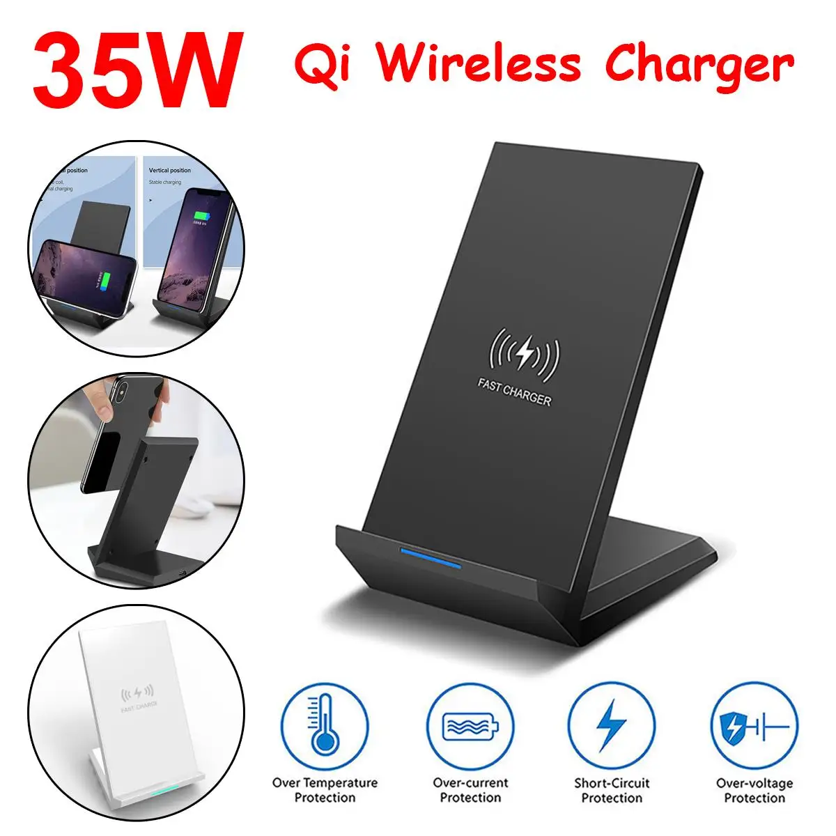 Qi Wireless Charger Stand For iPhone 11 12 ProMax X XsMax XR 8 Samsungs S20 S10 S9 35W Fast Charging Dock Station Phone Charger