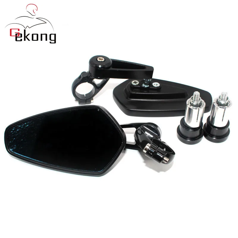 Для HONDA CBR650R CB650R CBR500R CBR650F CBR 650R 500R 250R CB650R мотоцикл 22 мм ручка бар ручки КОНЕЦ ЗАДНЕГО вида боковые зеркала - Цвет: Black
