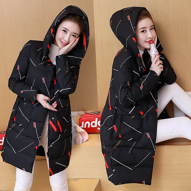 

Cotton Coat Women's Mid-length 2019 Autumn & Winter New Style Korean-style Printed Fashion Loose BF Cotton-padded Jacket Coat Cu