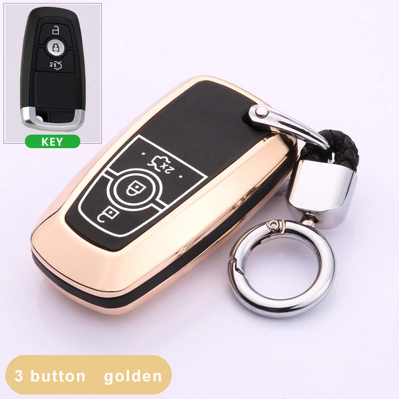 3 Button Gold Zinc alloy+Luminous Car Remote Key Case Cover For Ford Mustang Mondeo Fusion MKC MKX MKZ Lincoln Edga Expedition - Название цвета: 3 Button Gold