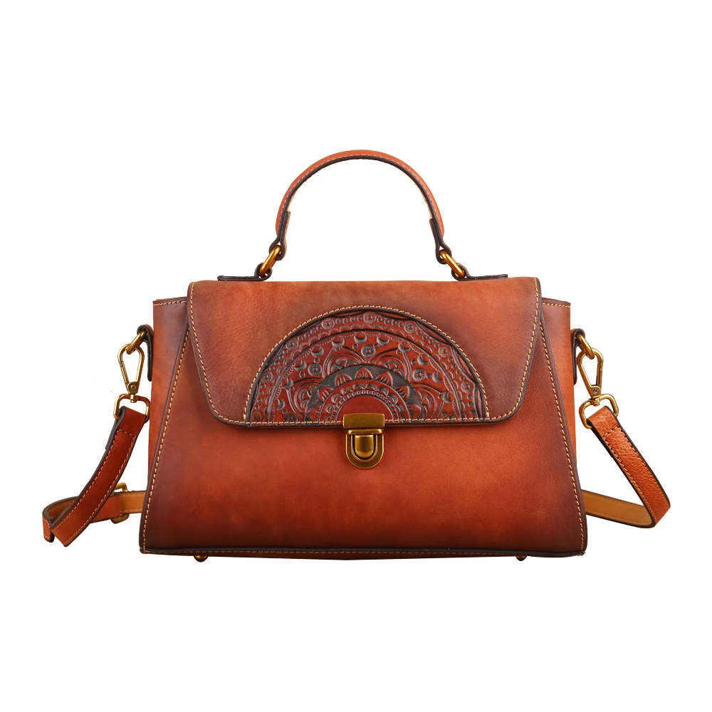 

2020 Ladys Handbag, Leather Messenger Leather Embossed Dumpling Bag Retro Single Shoulder Bag HandBag Woman Head Leather Bag