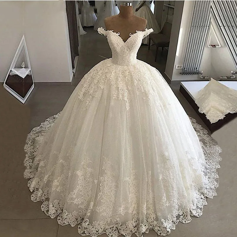 Shj219 Robe De Mariage Luxury Ball Gown Wedding Dresses 2020 Custom Made Lace Up Back Vintage Bridal Dresses Vestido De Noiva Wedding Dresses Aliexpress
