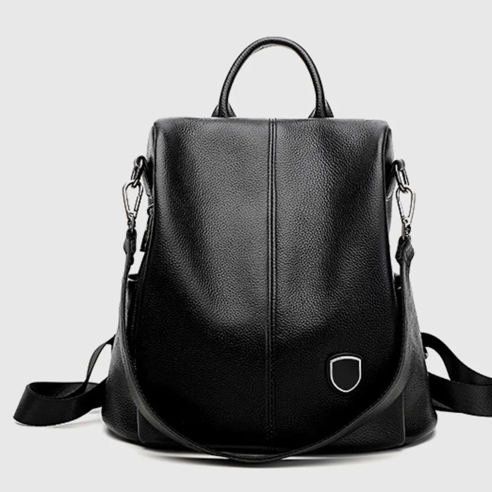 

Genuine Leather Both Shoulders Woman Bag/ Women's Cowhide Small Backpack Soft Leather Female Package Large Capacity