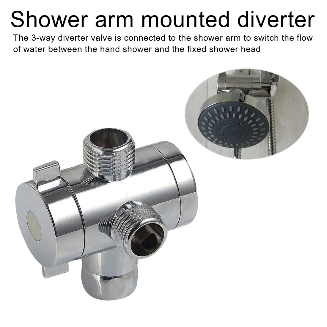 1/2" Valve Bathroom Shower Faucet Water Splitter Shower Valve Diverter