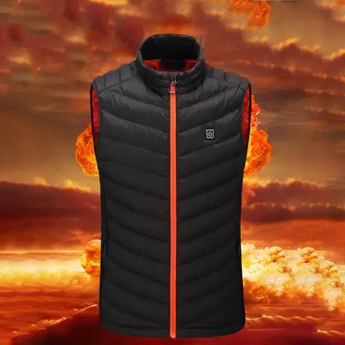  Men Heated Vest Jacket USB Charging Winter Sleeveless Heating Vest Electric Thermal Clothing Waistc