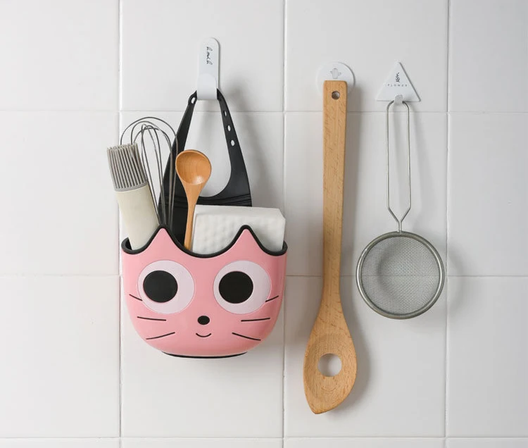 KitchenAce PP Kitty Sponge Holder Kitchen Bathroom Sink Brush Scrubber Soap Storage Rack Kitchen Storage&Organize Gadgets&Tools