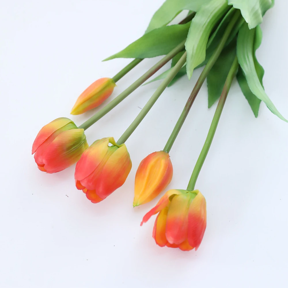 5Pcs bunch Artificial Tulips Flower For Home Wedding Decoration Bride Hand Flowers Real Touch Soft Silicone Tulip flores Decor 16