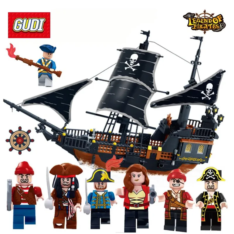 

652pcs Pirates Caribbean Black Pearl Ghost Ship large Models Building Blocks Compatible Legoed educational Birthday Gift