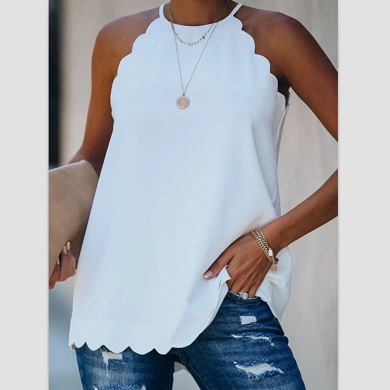 Женский жилет без рукавов однотонный белый пикантный летний модный Повседневный