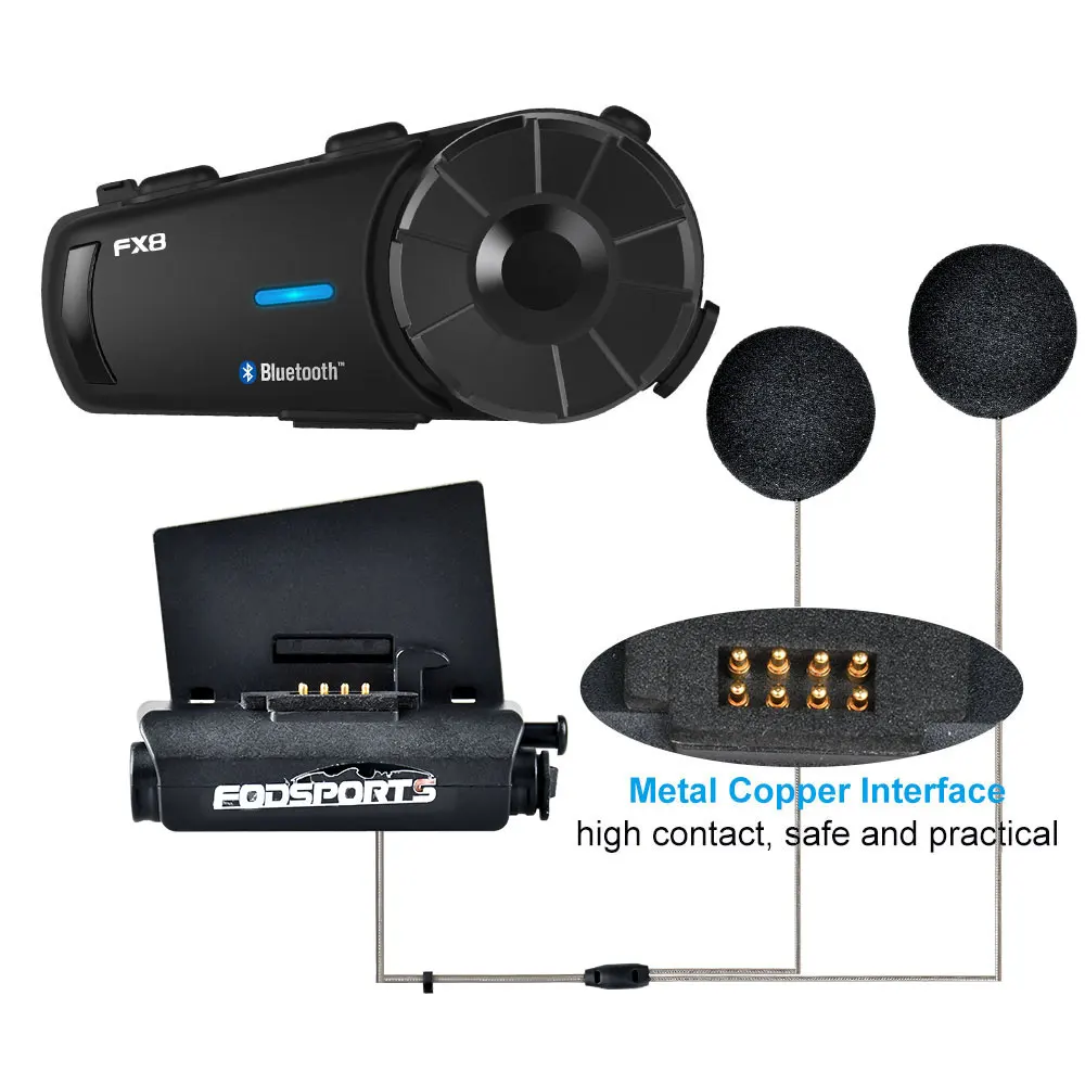 2 шт. Fodsport FX8 мотоциклетный шлем гарнитура 8 Rider Group Talk 1000 м Bluetooth Мото домофон беспроводной BT переговорные с FM