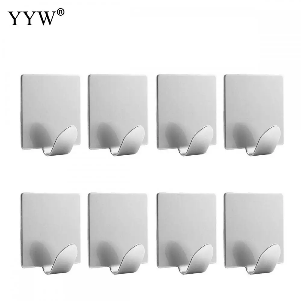 

8PCs/Lot Self-adhesive Parts Household Kitchen Wall Door Stainless Steel Hook Hanger Perfect For Bathroom Door Wall Convenient