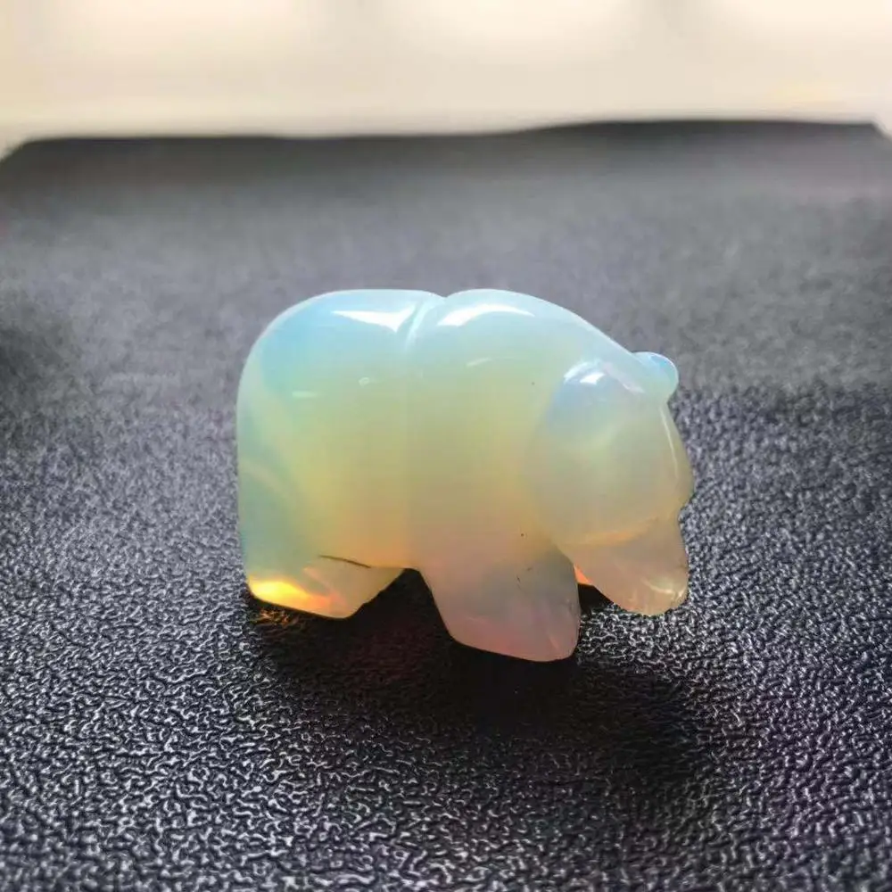 Высококачественный Природный Опалит медведь форма камня ручной резной для подарка и домашнего декора ZJJ