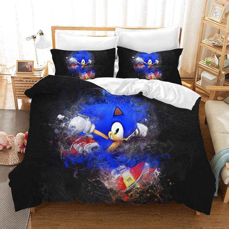 Комплект постельного белья Sonic the Hedgehog, пододеяльник, наволочки, Sonic Kid, Комплект постельного белья Sonic Hedgehog, постельное белье