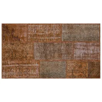 

Handmade Brown Vintage Overdyed Patchwork Area Rug 080x150 Cm-2'7''X4'11''