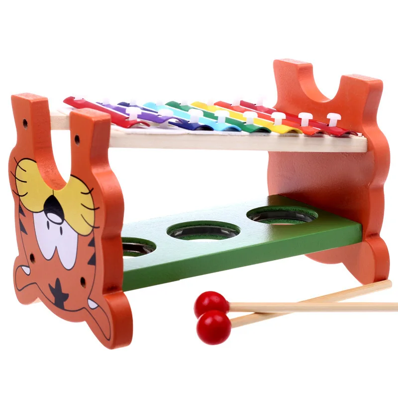 Детская Музыкальная шкатулка с тигром, игрушка для фортепиано, деревянные инструменты, музыкальная игрушка, обучающая игрушка