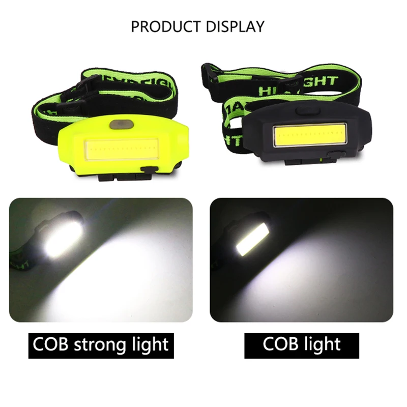 Portable 3 Modes Headlight COB LED Lamp Bead High Quality Outdoor Fishing Camping Working Lighting Headlight Super Bright