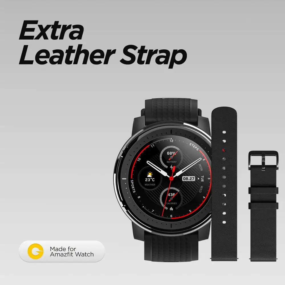 Новые смарт-часы Amazfit Stratos 3, gps, 5 АТМ, Bluetooth, музыкальный двойной режим, 14 дней, батарея, умные часы для Xiaomi - Цвет: Extra leather strap