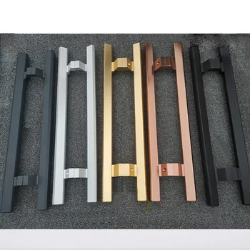 

1pair Glass door handles Aluminum gold/silver long handle for meeting room wooden door Store hotel gate large pulls hardware