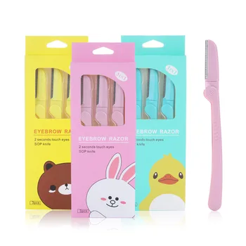 

3 Pcs Eyebrow Trimmer Face Razor Eyebrow Portable Mesh Knife Foldable Women Makeup Eyebrow Profiler Tools