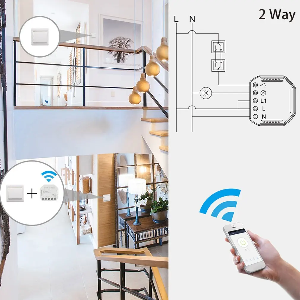 Компактный Wifi умный переключатель устройство скрытый Интеллектуальный переключатель интеллектуальный модуль переключателя
