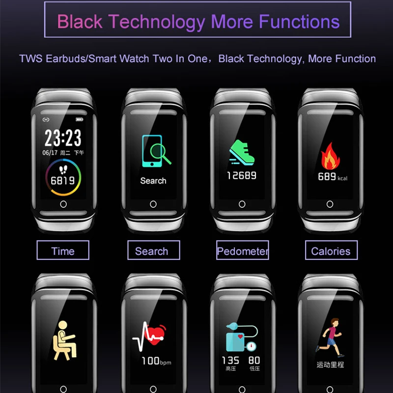 Фитнес-трекер, Bluetooth гарнитура, часы, кровяное давление, Bluetooth, браслет, вызов, умный Браслет, женские умные часы, 1,14 дюймов, PK x6 dz09