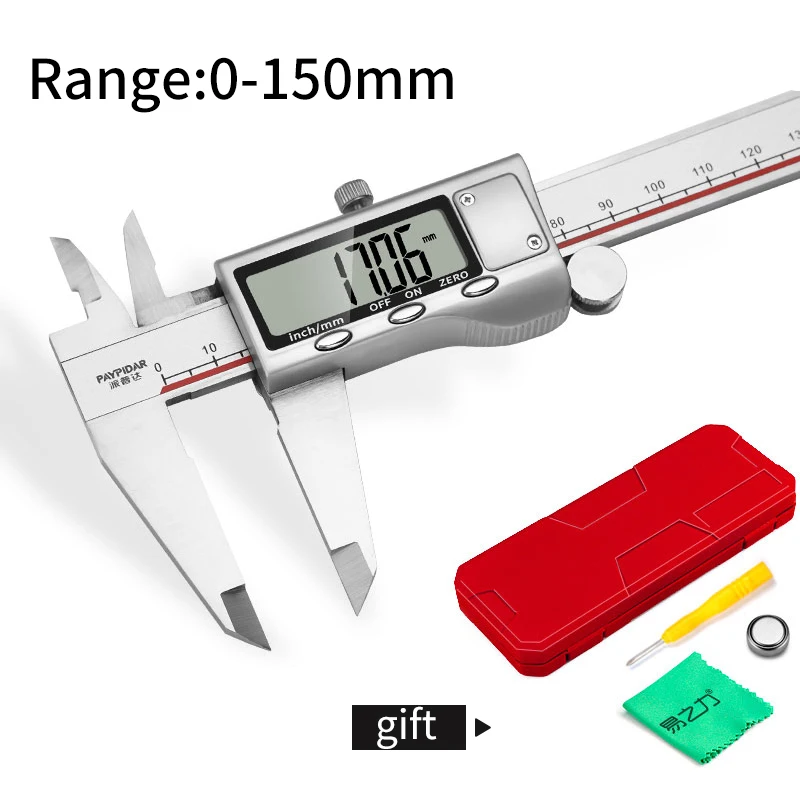 Штангенциркуль 150 мм Цифровой штангенциркуль 300 мм ЖК цифровой электронный измерительный датчик металлический штангенциркуль из нержавеющей стали - Цвет: 150mm