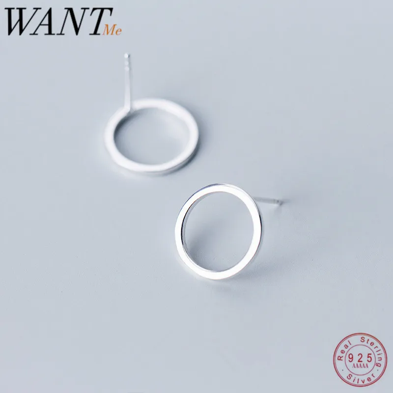 Женские серьги гвоздики WANTME из серебра 100% пробы с круглым
