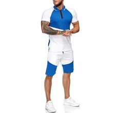 summer sets men Casual fashion Patchwork Short Sleeve T-shirt Shorts set sports suit men jogging soccer tracksuit men