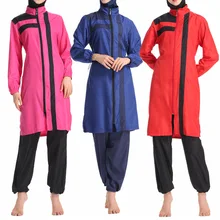 Женские мусульманские купальники, брюки с капюшоном, купальный костюм, хиджаб, три предмета, элегантная спортивная мода, Исламская пляжная одежда