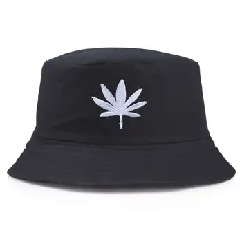 

Summer Casual Maple Leaf Embroidery Bucket Hat Hip Hop Fisherman Panama Hats Cotton Outdoor Sun Visor Bucket Cap