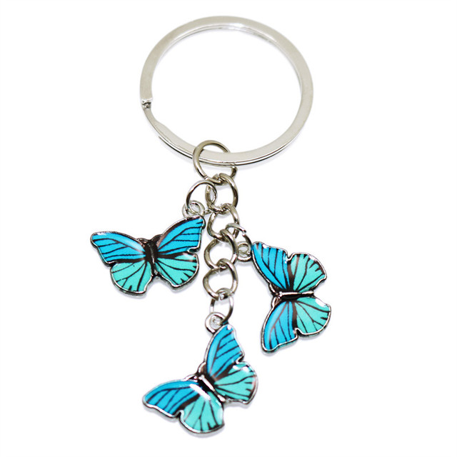 Styles Enamel Colorful Butterfly Pendant Keychain Insects Car Key Rings Women Bag Accessories Jewelry Christmas Xmas Gifts