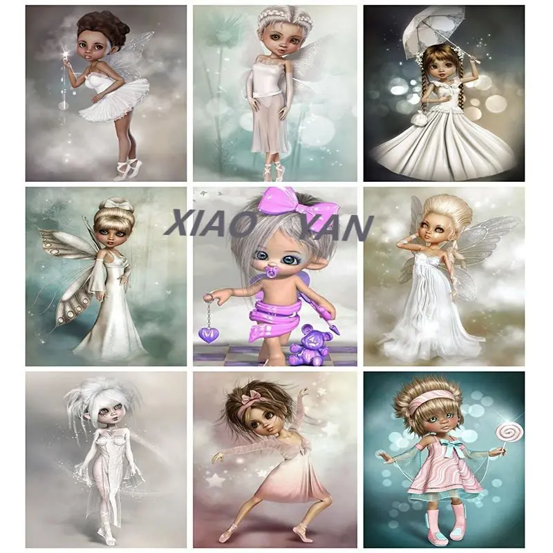 Full Display Square/Round 5D DIY Rhinestone Embroidery Cute Little Girl Cross Stitch Mosaic Diamond Dotz Painting Accessories | Дом и сад
