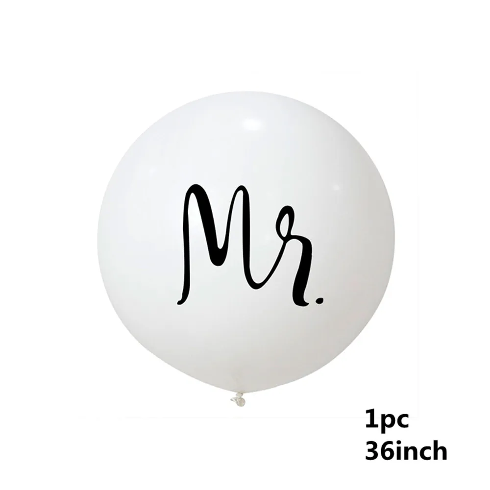 Большой размер 36 дюймов Mr Mrs белые латексные воздушные шары для свадебной вечеринки, свадебные вечерние воздушные шарики для свадьбы - Цвет: 1pcs