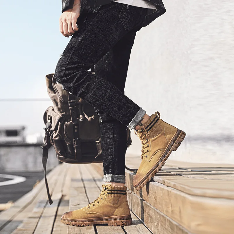 

2019 New Style Snow Boots Men's Autumn & Winter Martin Boots Hight-top MEN'S SHOES British Style Worker Boot Retro Desert Boots