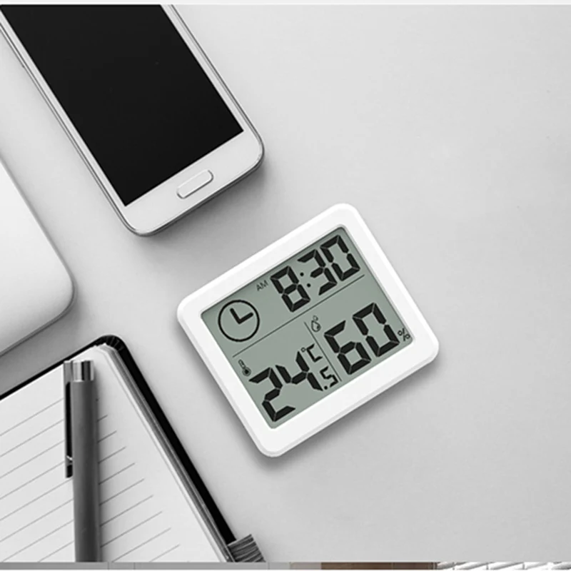 1 шт. многофункциональные автоматические электронные часы с монитором температуры и влажности термометр гигрометр ультра-тонкий большой ЖК-экран - Цвет: white