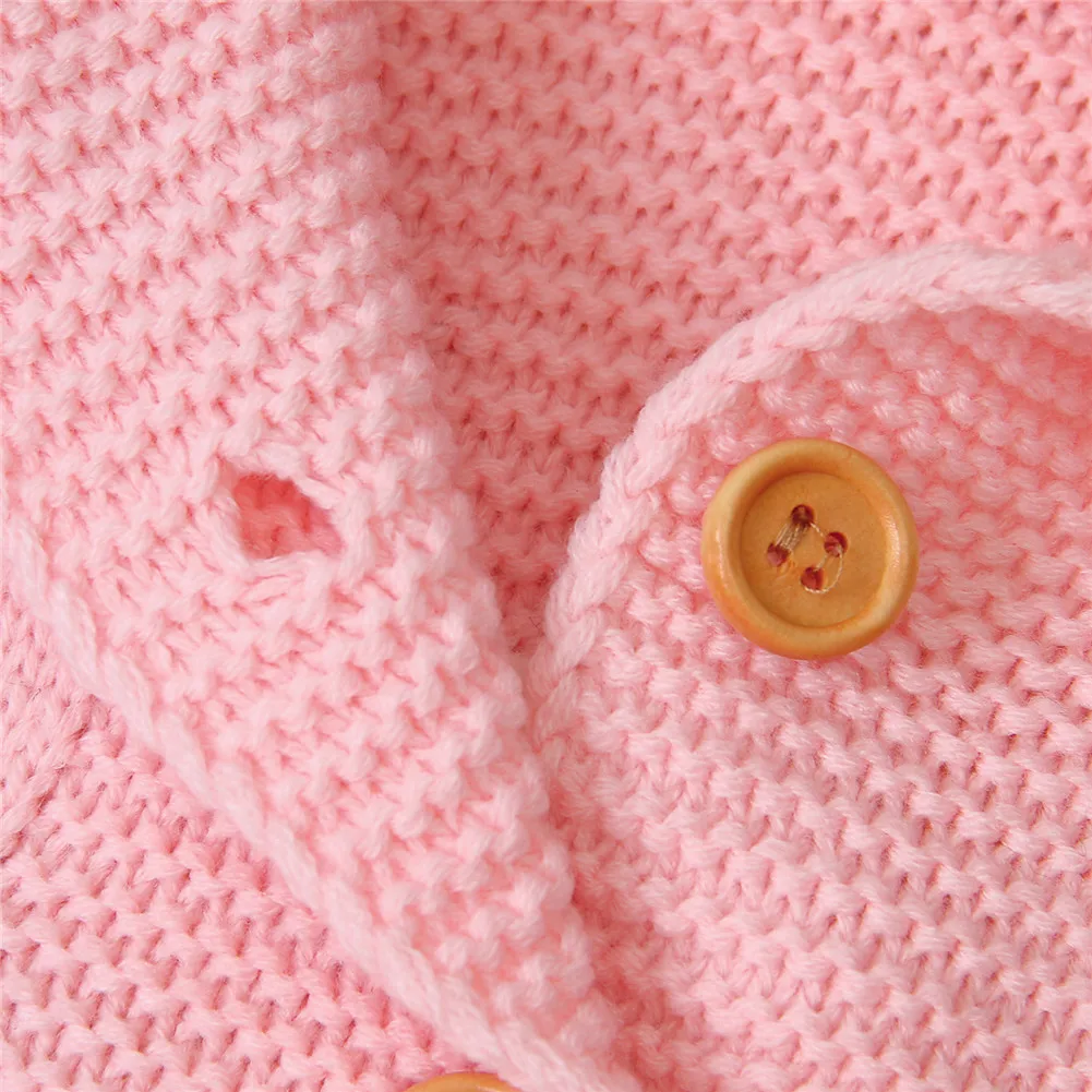 Осенне-зимние детские комбинезоны для мальчиков и девочек 0-24 месяцев, вязаные однотонные комбинезоны с капюшоном и длинными рукавами с объемными ушками, одежда