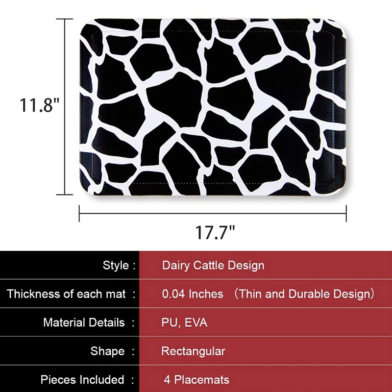 Placemats Set of 4 Heat Resistant Waterproof PU Placemats Easy To Wipe Off Washable Table Mats Protect the Table Top Surface and