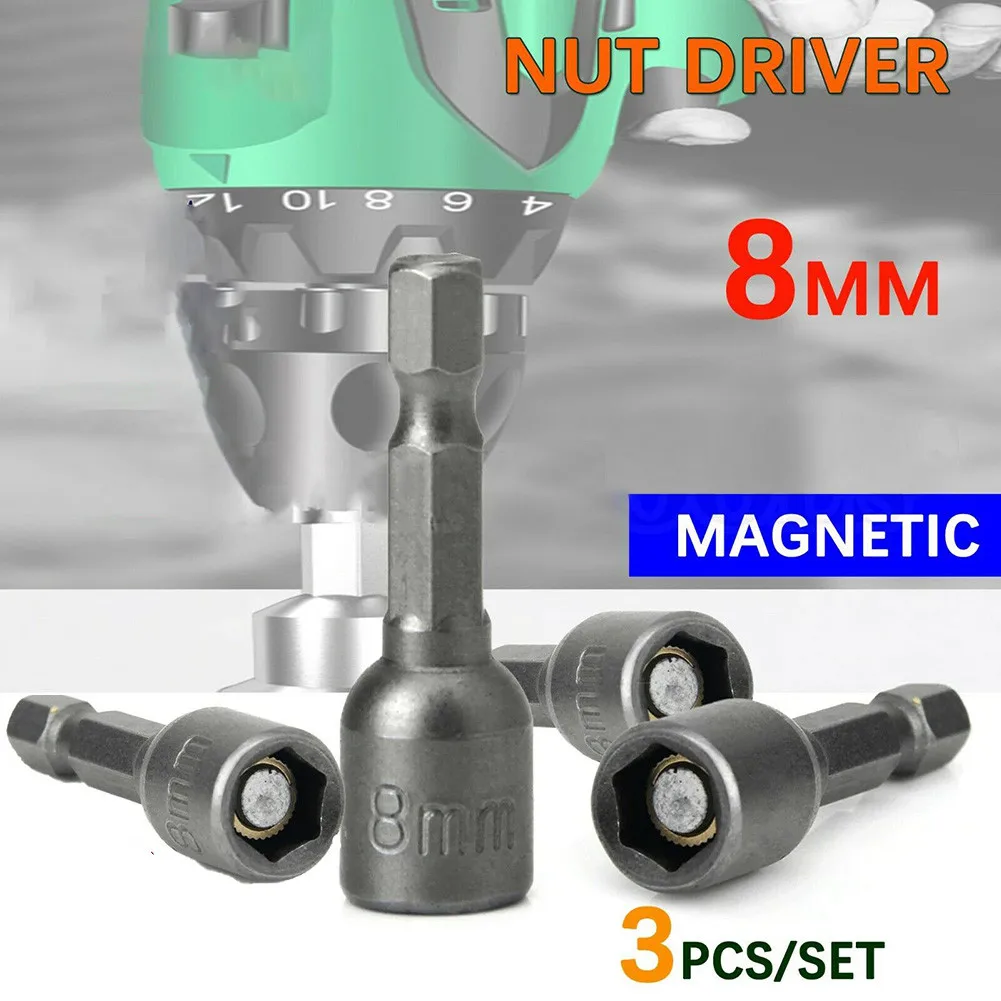 cheap!!!- 3Pcs 8-12mm Magnetic Tech Screw Driver Tek Bit Drill Nut
Setter Roofing Cladding For Home DIY Carpentry