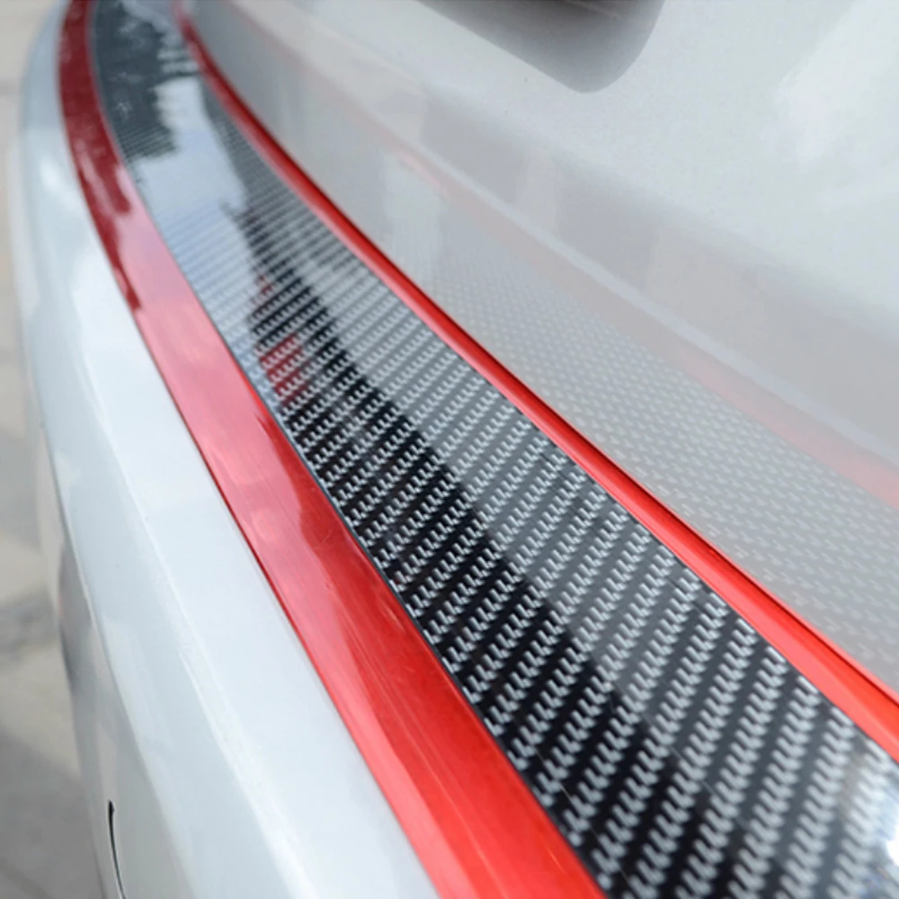3D Carbon Fiber Car Styling Trim Bumper Door Sill Edge Protect Rubber Strip DIY
