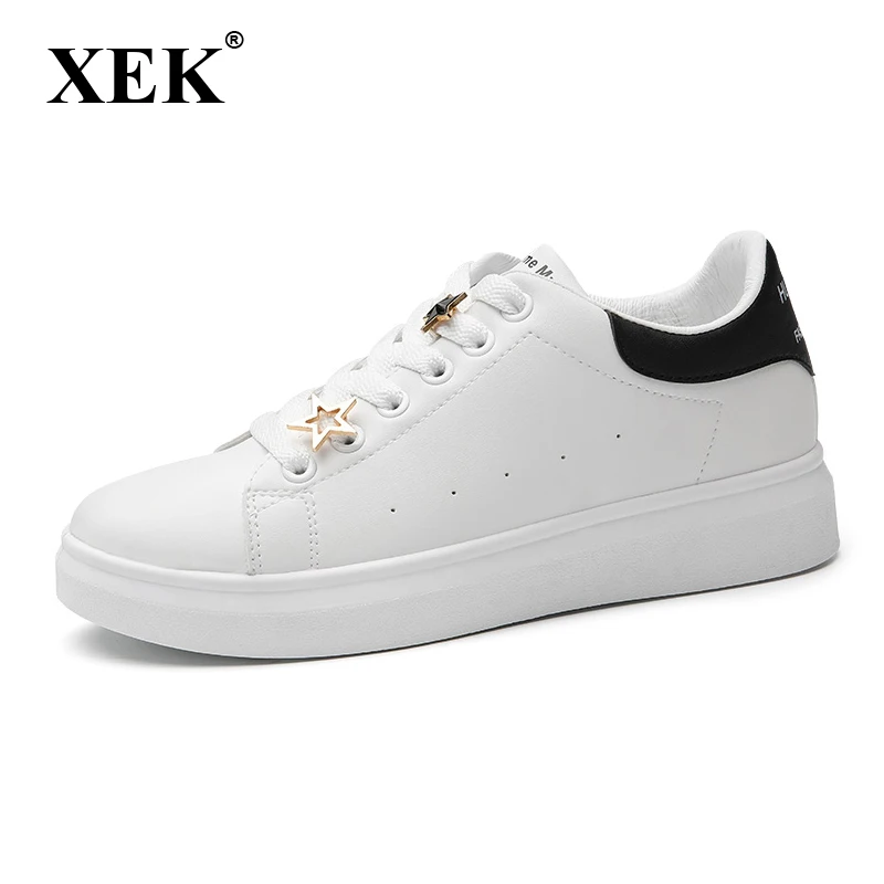 

Women Casual Shoes 2019 New Women Sneakers Fashion Breathable PU Leather Platform White star Women Shoes Soft Footwears ST469